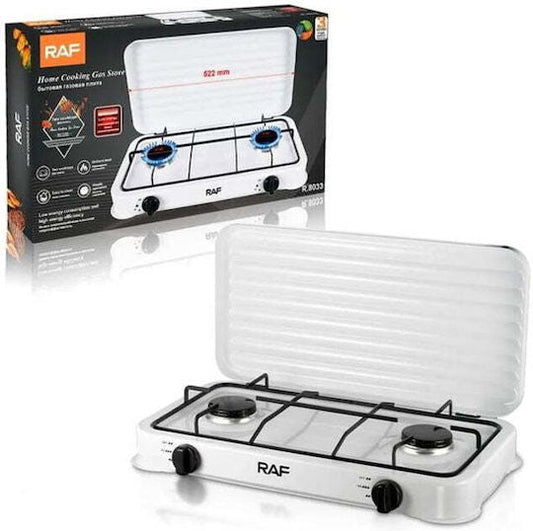 PLITA TRIPLA PE GAZ, RAF R8033, CU 3 OCHIURI, OTEL CARBON, 53 CM LUNGIME, ALB, R.8035.