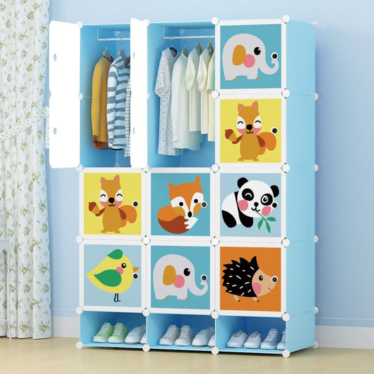 Dulap Copii din plastic , 8 Usi, 148x74x37 cm, Albastru
