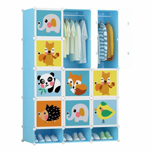 Dulap Copii din plastic , 8 Usi, 148x74x37 cm, Albastru