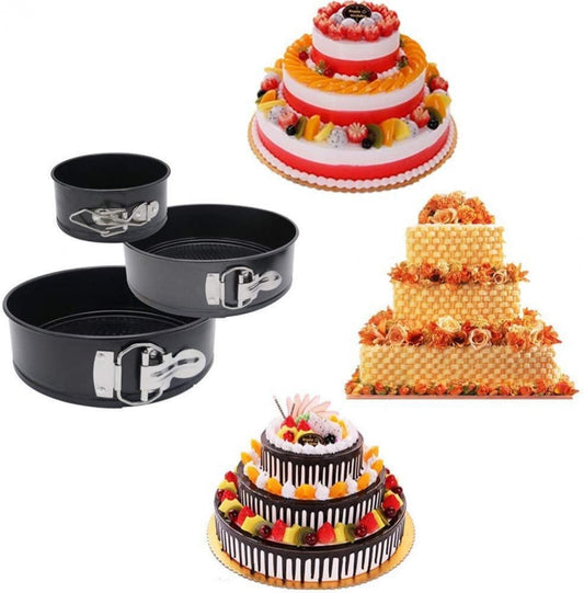 Set 3 tavi pentru tort cu suprafata antiaderenta si baza detasabila forma rotund