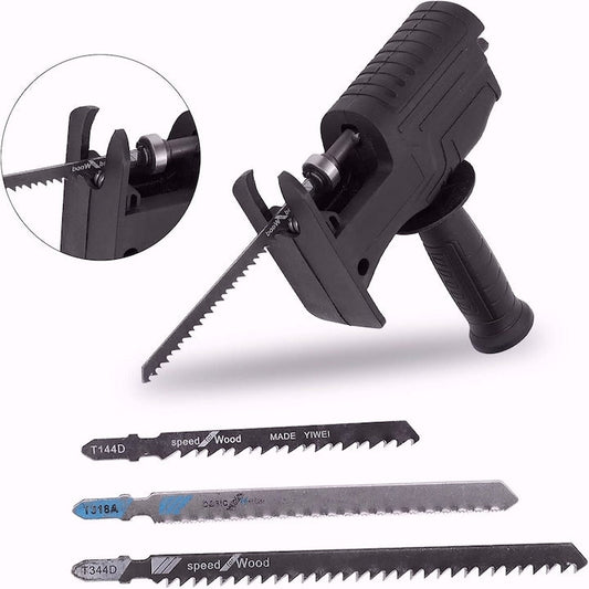Adaptor tip fierastrau sabie soricel, pentru bormasina, 3 lame incluse